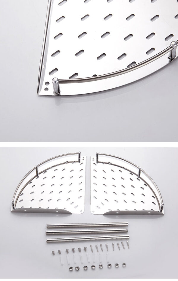 Double Corner Shelf | Dual-Tier Stainless Steel Wall-Mounted Shower Rack