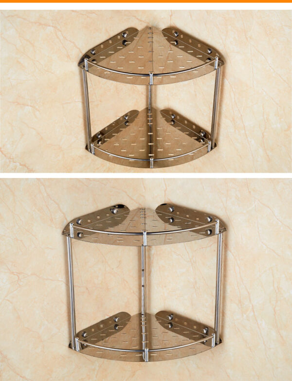 Double Corner Shelf | Dual-Tier Stainless Steel Wall-Mounted Shower Rack