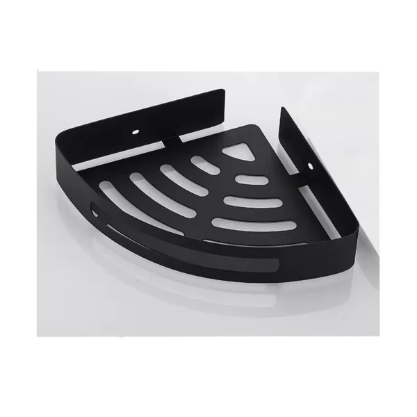 Matte Black Single Corner Shelf | Stainless Steel Slotted Shower Organizer
