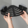 Matte Black Single Corner Shelf | Stainless Steel Slotted Shower Organizer
