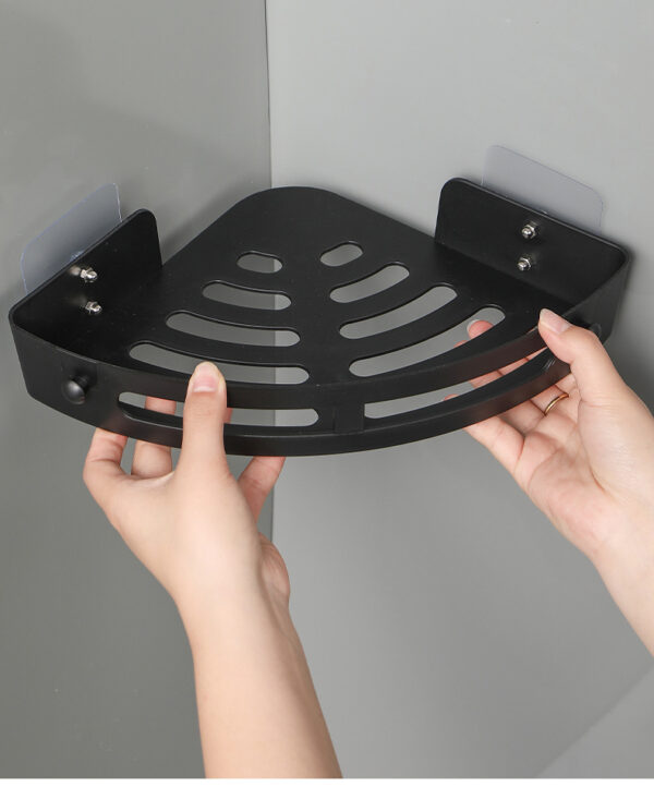 Matte Black Single Corner Shelf | Stainless Steel Slotted Shower Organizer
