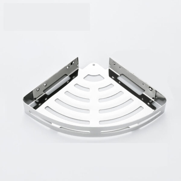 Mirror Finish Single Corner Shelf | Stainless Steel Slotted Shower Organizer