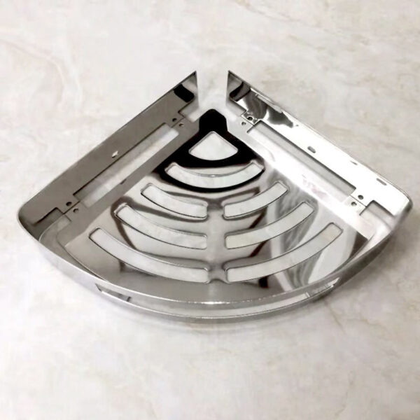 Mirror Finish Single Corner Shelf | Stainless Steel Slotted Shower Organizer