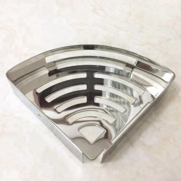 Mirror Finish Single Corner Shelf | Stainless Steel Slotted Shower Organizer
