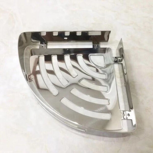 Mirror Finish Single Corner Shelf | Stainless Steel Slotted Shower Organizer