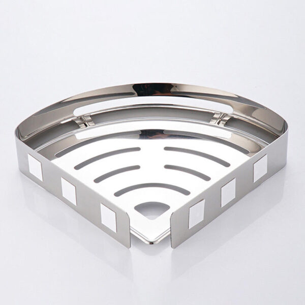 Mirror Finish Single Corner Shelf | Stainless Steel Slotted Shower Organizer