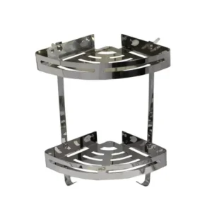 Double Corner Shelf | Dual-Tier Mirror Finish Stainless Steel Shower Rack