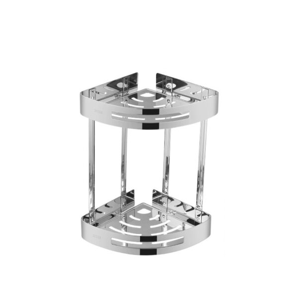 Double Corner Shelf | Dual-Tier Mirror Finish Stainless Steel Shower Rack