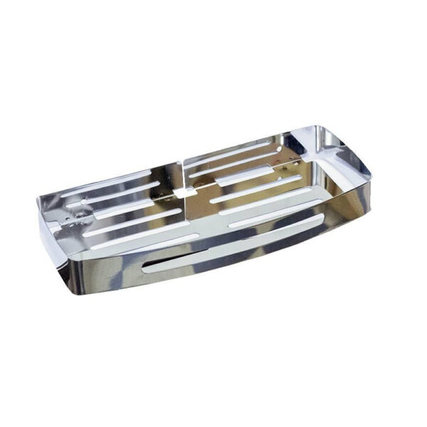 Mirror Finish Single Rectangle Shelf | 30 cm Stainless Steel Slotted Wall Organizer