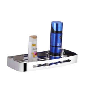 Mirror Finish Single Rectangle Shelf | 30 cm Stainless Steel Slotted Wall Organizer