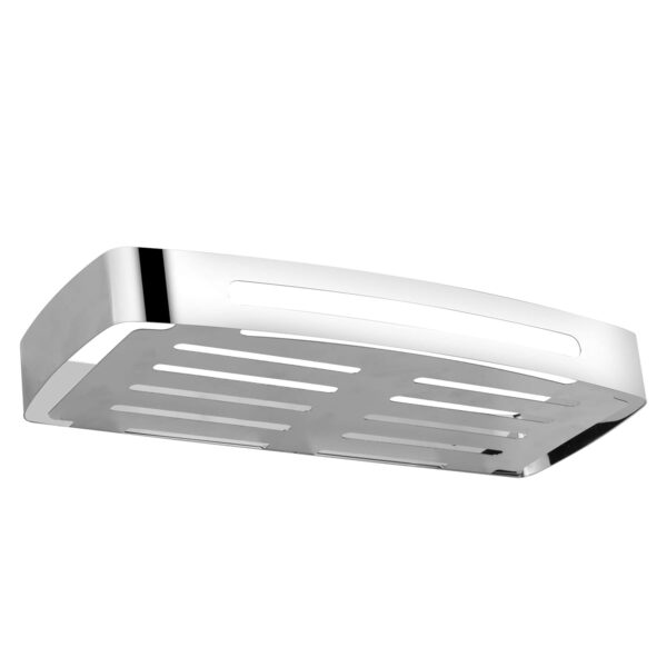 Mirror Finish Single Rectangle Shelf | 30 cm Stainless Steel Slotted Wall Organizer