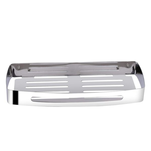 Mirror Finish Single Rectangle Shelf | 30 cm Stainless Steel Slotted Wall Organizer