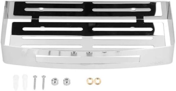 Mirror Finish Single Rectangle Shelf | 30 cm Stainless Steel Slotted Wall Organizer