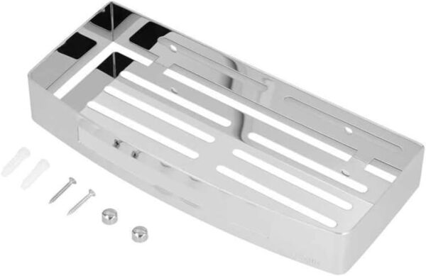 Mirror Finish Single Rectangle Shelf | 30 cm Stainless Steel Slotted Wall Organizer