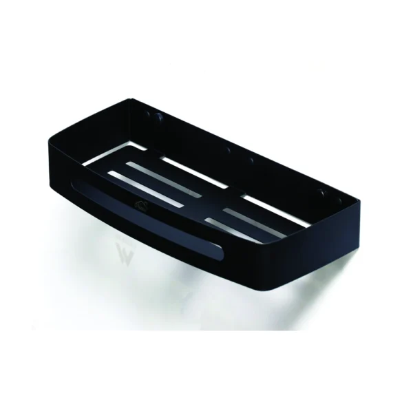 N011B – Single Rectangle Shelf, Black – 30cm Matte Black Single Rectangle Shelf | 30 cm Designer Wall-Mounted Organizer