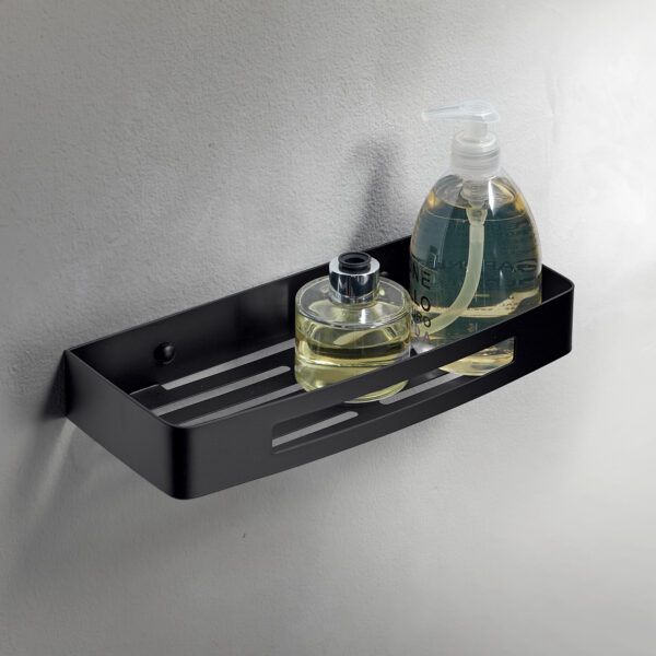 N011B – Single Rectangle Shelf, Black – 30cm 8 Matte Black Single Rectangle Shelf | 30 cm Designer Wall-Mounted Organizer