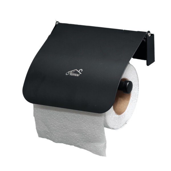 Matte Black Tissue Holder | Modern Bathroom Paper Organizer with Privacy Cover
