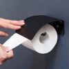 Matte Black Tissue Holder | Modern Bathroom Paper Organizer with Privacy Cover
