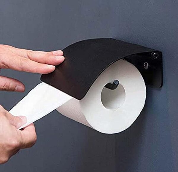 Matte Black Tissue Holder | Modern Bathroom Paper Organizer with Privacy Cover