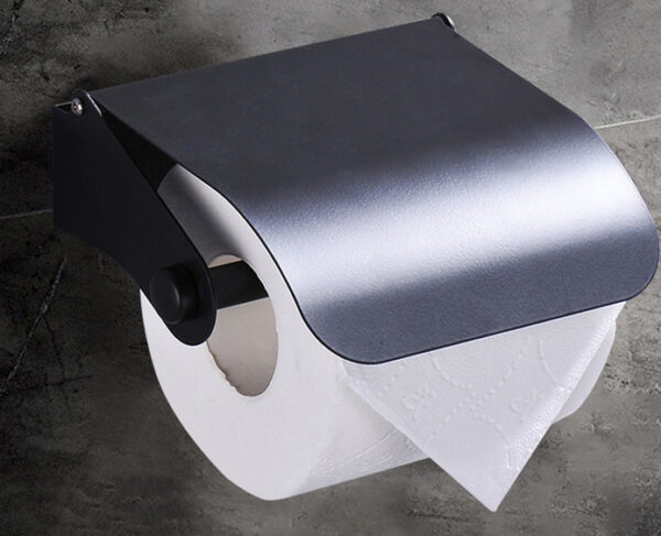 Matte Black Tissue Holder | Modern Bathroom Paper Organizer with Privacy Cover
