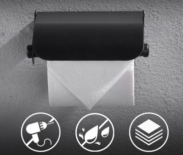 Matte Black Tissue Holder | Modern Bathroom Paper Organizer with Privacy Cover