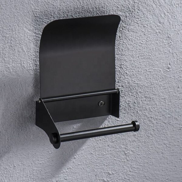 Matte Black Tissue Holder | Modern Bathroom Paper Organizer with Privacy Cover