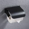 Matte Black Tissue Holder | Modern Bathroom Paper Organizer with Privacy Cover