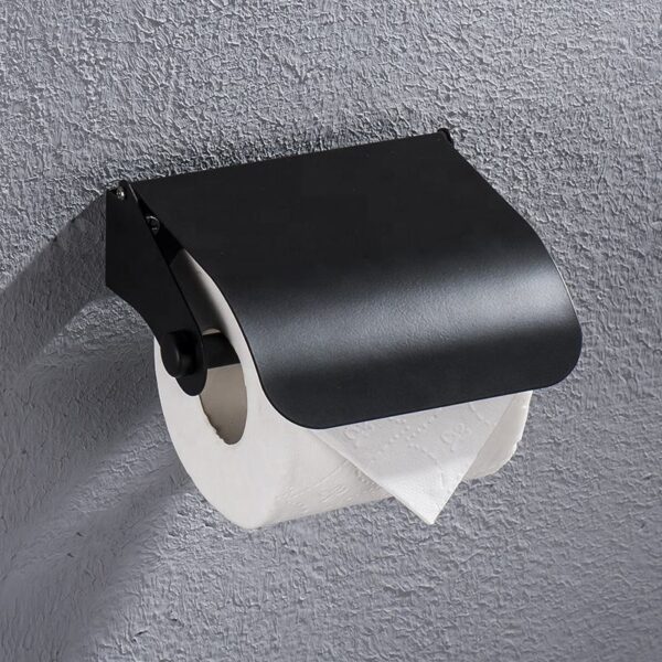 Matte Black Tissue Holder | Modern Bathroom Paper Organizer with Privacy Cover