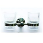 Mirror Finish Double Tumbler Holder | Dual-Glass Luxury Vanity Organizer