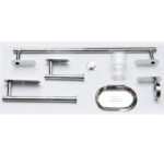N053 Wide Plate – 6Pc Bathroom Set ( 3m or Screw ) Wide Plate – Mirror 6-Piece Wide-Plate Bathroom Accessory Set | Polished Mirror Finish Hardware Suite