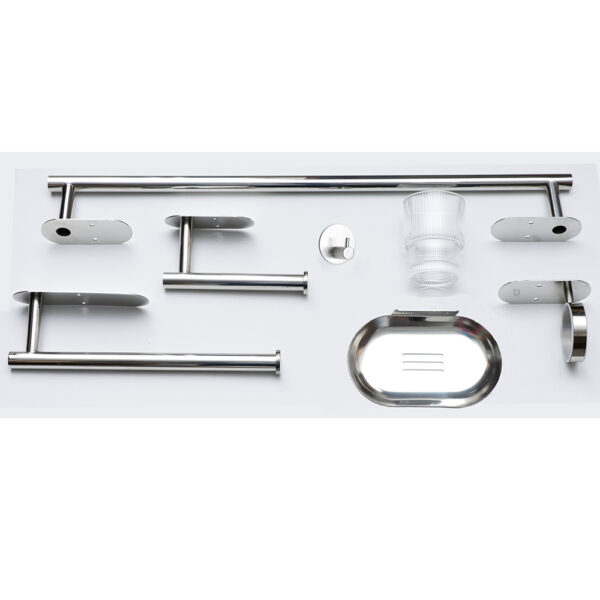 6-Piece Wide-Plate Bathroom Accessory Set | Polished Mirror Finish Hardware Suite