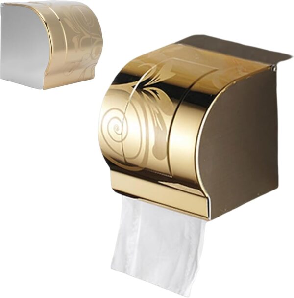 SUS304 Gold Floral Tissue Holder | Premium Enclosed Paper Dispenser