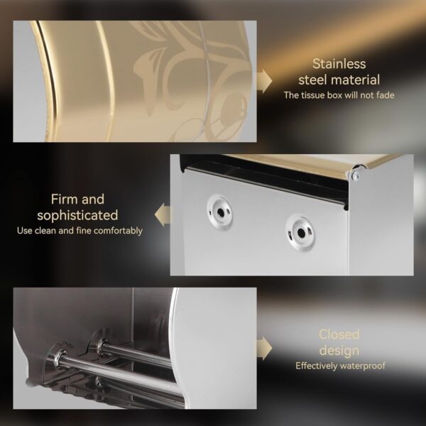 SUS304 Gold Floral Tissue Holder | Premium Enclosed Paper Dispenser