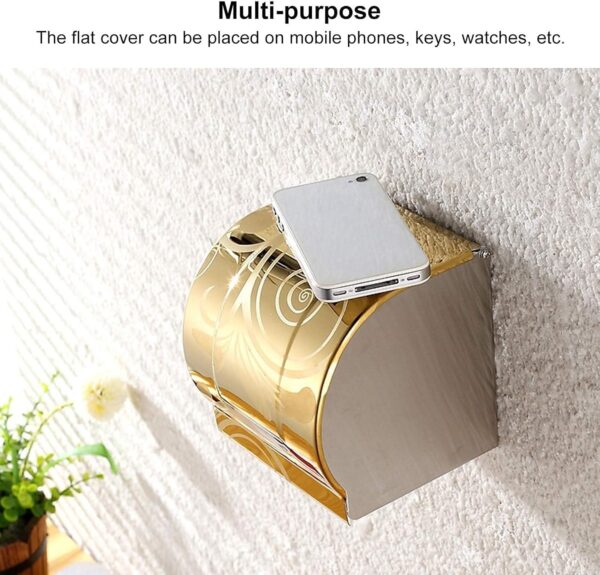 SUS304 Gold Floral Tissue Holder | Premium Enclosed Paper Dispenser