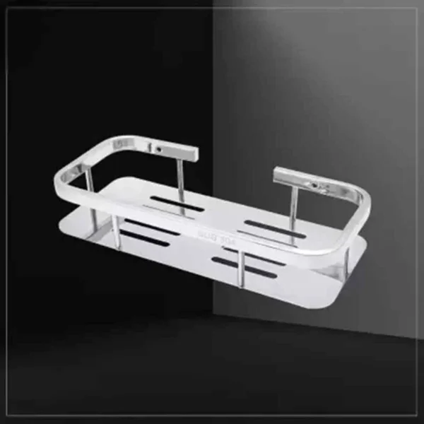 N064 -Rectangle Shelf 10 K039 Single Rectangle Shelf | Polished Stainless Steel Wall-Mounted Organizer