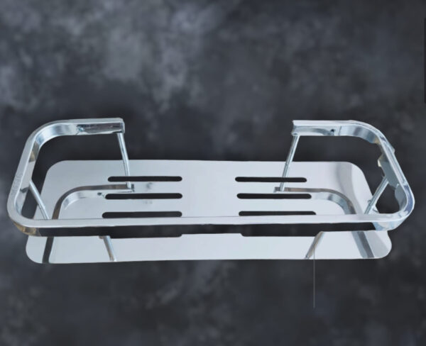 N064 -Rectangle Shelf 6 K039 Single Rectangle Shelf | Polished Stainless Steel Wall-Mounted Organizer