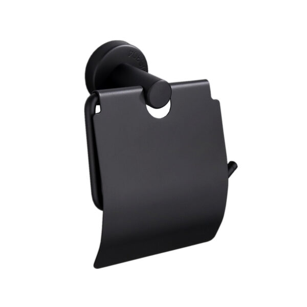 Matte Black Round Base Tissue Holder | Modern Minimalist Paper Organizer with Cover