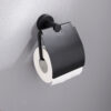 Matte Black Round Base Tissue Holder | Modern Minimalist Paper Organizer with Cover