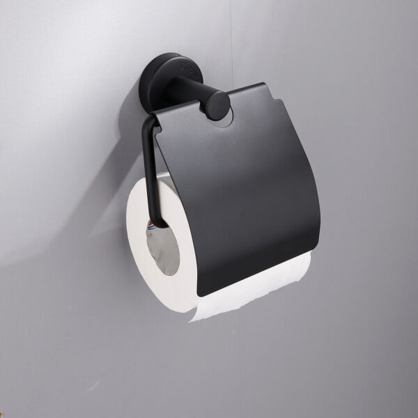 Matte Black Round Base Tissue Holder | Modern Minimalist Paper Organizer with Cover