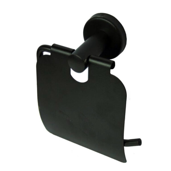 Matte Black Round Base Tissue Holder | Modern Minimalist Paper Organizer with Cover