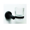 Matte Black Single Tumbler Holder | Contemporary Fluted Glass Vanity Caddy
