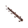 N096 – ( C027-5 Hooks Double Antique Copper ) Antique Copper 5-Hook Rail | Double-Sided High-Capacity Wall Hanger