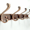 N096 – ( C027-5 Hooks Double Antique Copper ) -1 (2) Antique Copper 5-Hook Rail | Double-Sided High-Capacity Wall Hanger