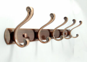 N096 – ( C027-5 Hooks Double Antique Copper ) -1 (2) Antique Copper 5-Hook Rail | Double-Sided High-Capacity Wall Hanger