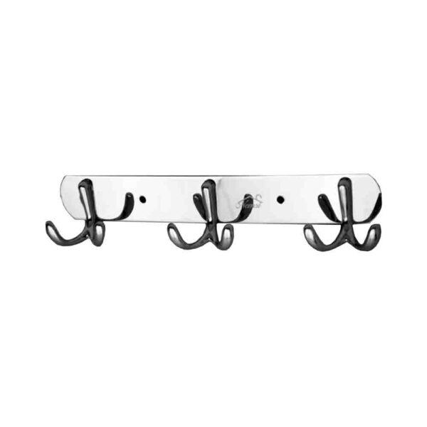 Mirror Finish 3-Hook Rail | Double-Sided Multi-Purpose Wall Hanger