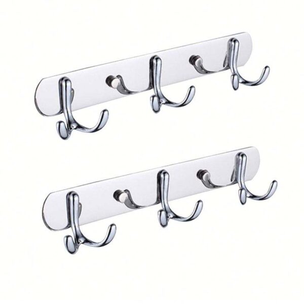 Mirror Finish 3-Hook Rail | Double-Sided Multi-Purpose Wall Hanger