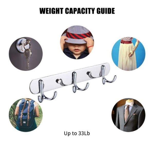 Mirror Finish 3-Hook Rail | Double-Sided Multi-Purpose Wall Hanger