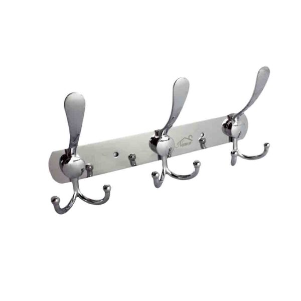 Mirror Finish 3-Hook Rail | Double-Sided High-Capacity Wall Hanger