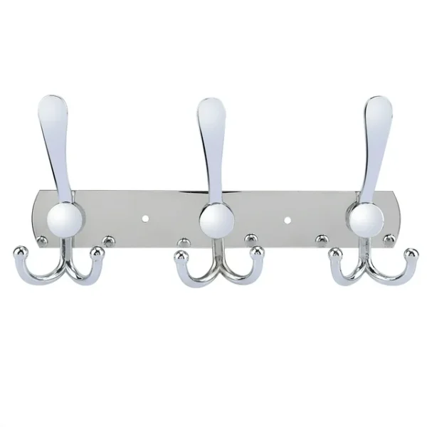 Mirror Finish 3-Hook Rail | Double-Sided High-Capacity Wall Hanger
