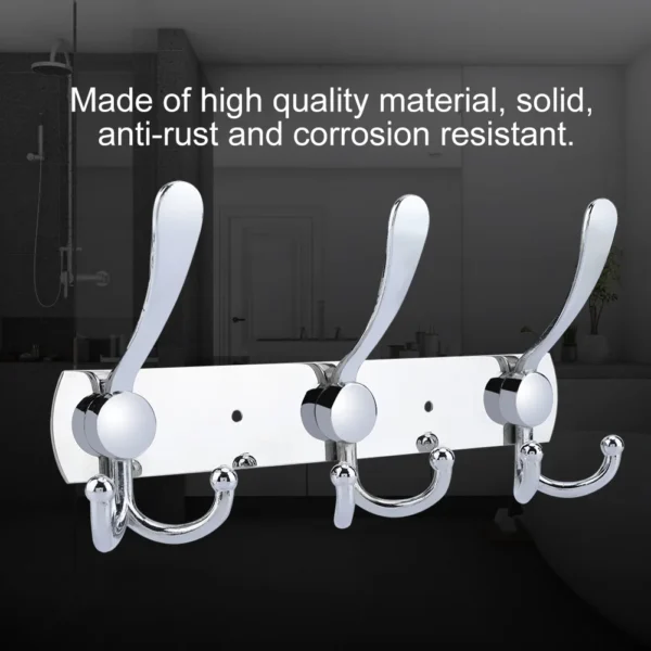 Mirror Finish 3-Hook Rail | Double-Sided High-Capacity Wall Hanger